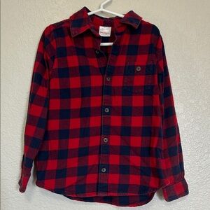 Hanna Andersson Kids Red and Navy Checkered Flannel Shirt